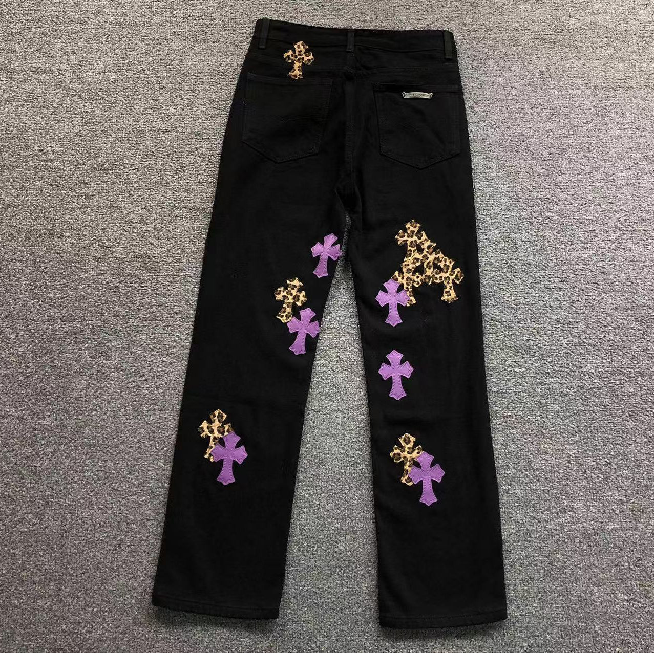 Purple & Leopard Cross Patch Black Jeans™