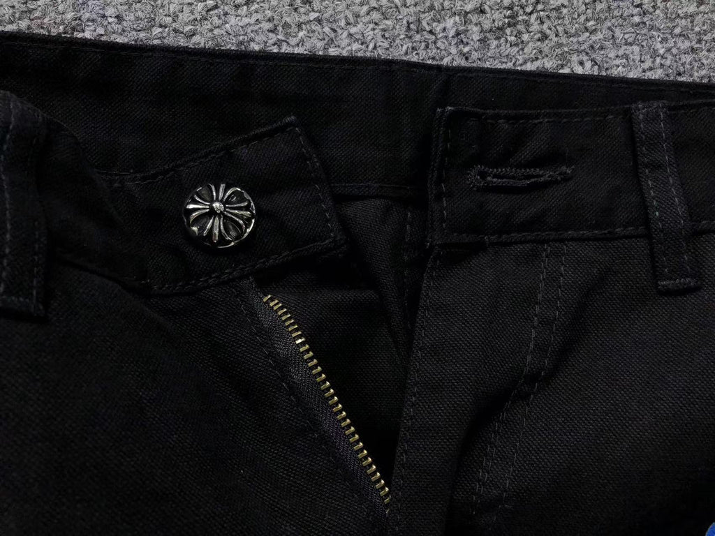 Blue & Leopard Cross Patch Black Carpenter Pants™