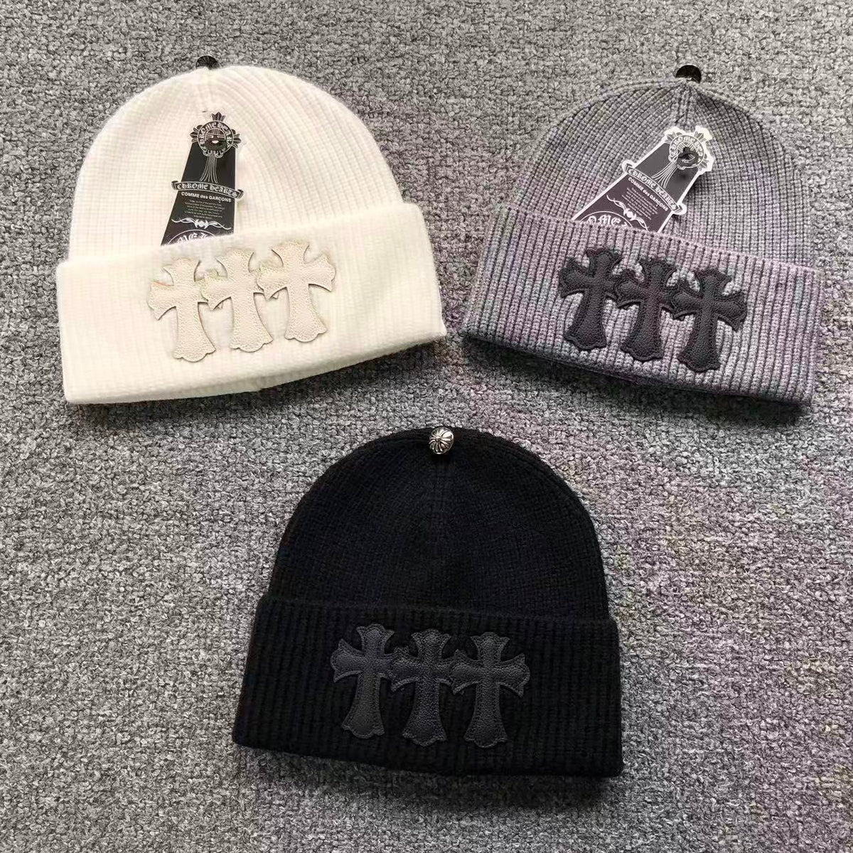 Triple Leather Cross Wool Beanie™