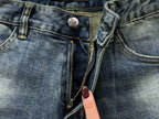 Washed Frayed Cross Patch Jeans™