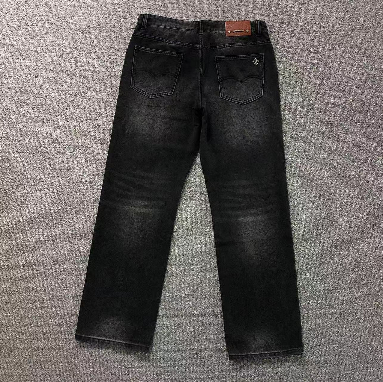 Faded Black Fleur De Lis Baggy Jeans™