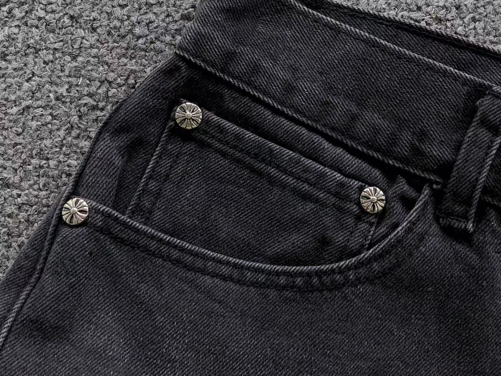 Black & White Cross Patch Baggy Black Jeans™