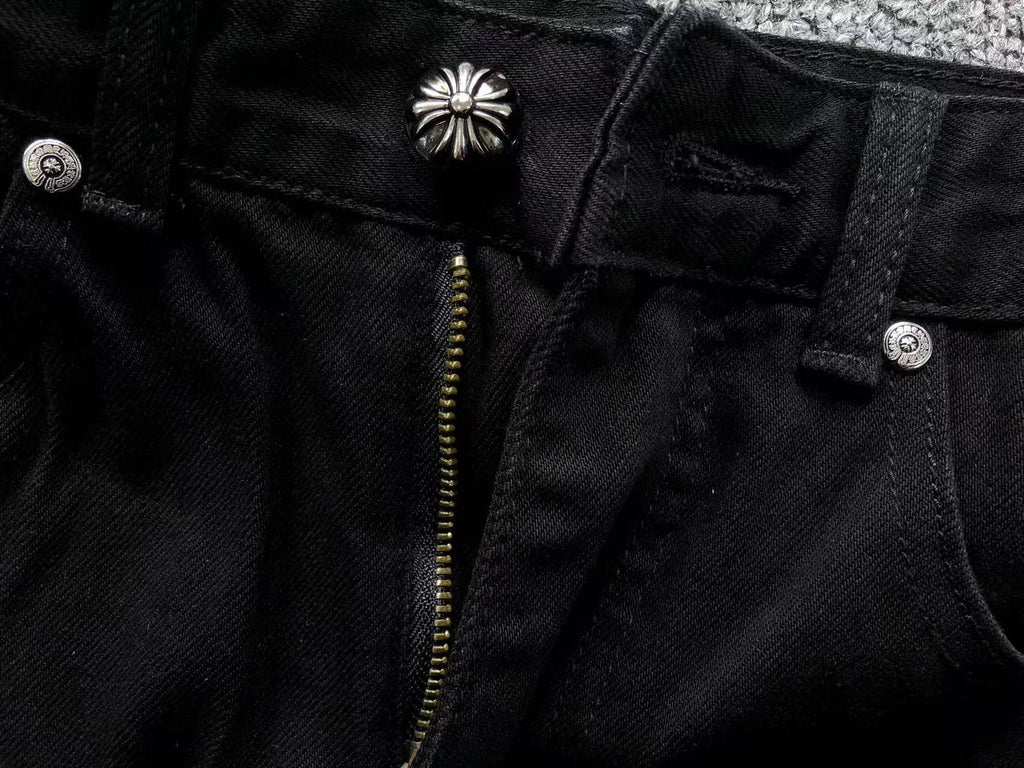 Blue & Light Blue Cross Patch Black Denim Jeans™