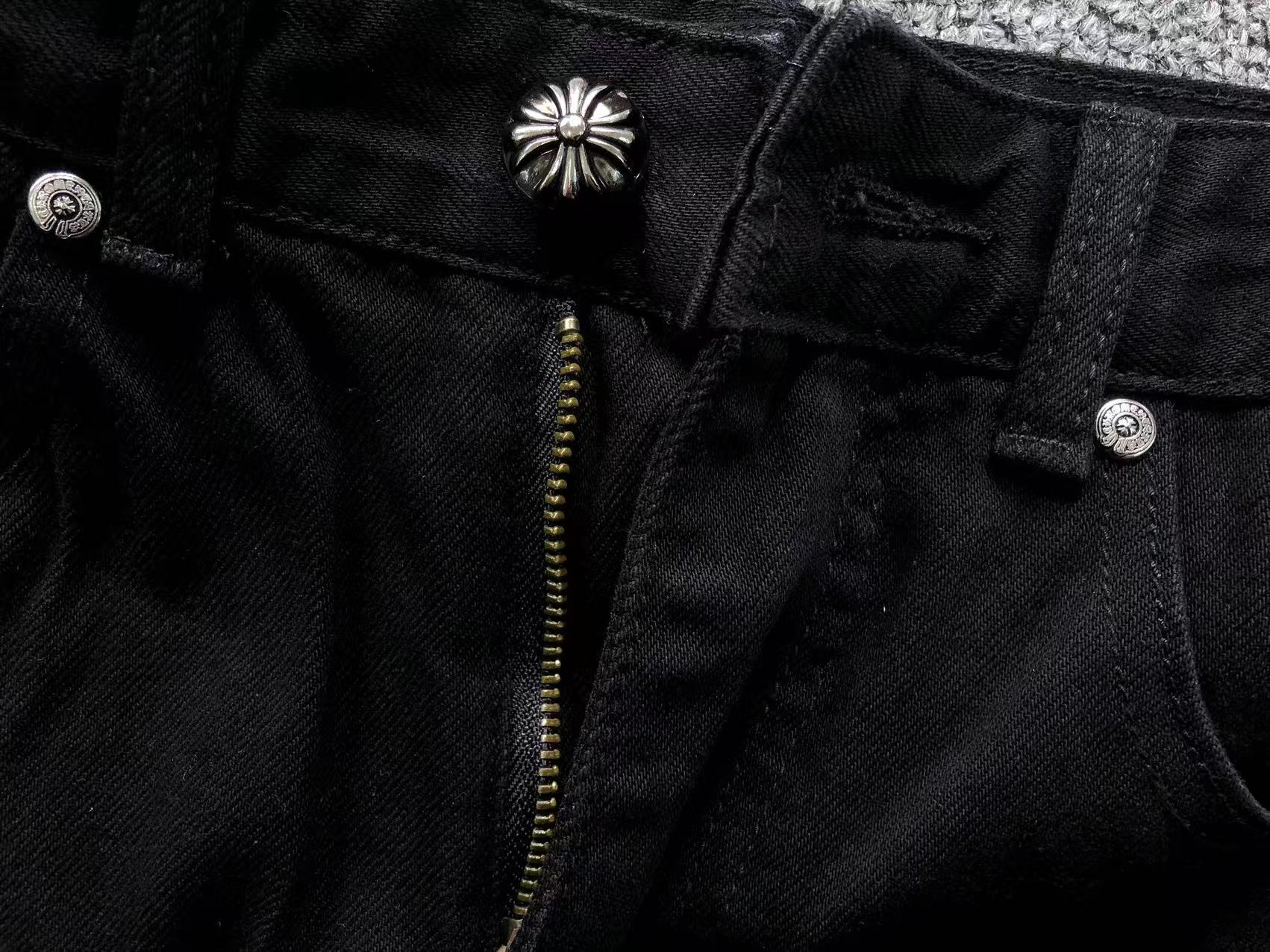 Blue & Light Blue Cross Patch Black Denim Jeans™