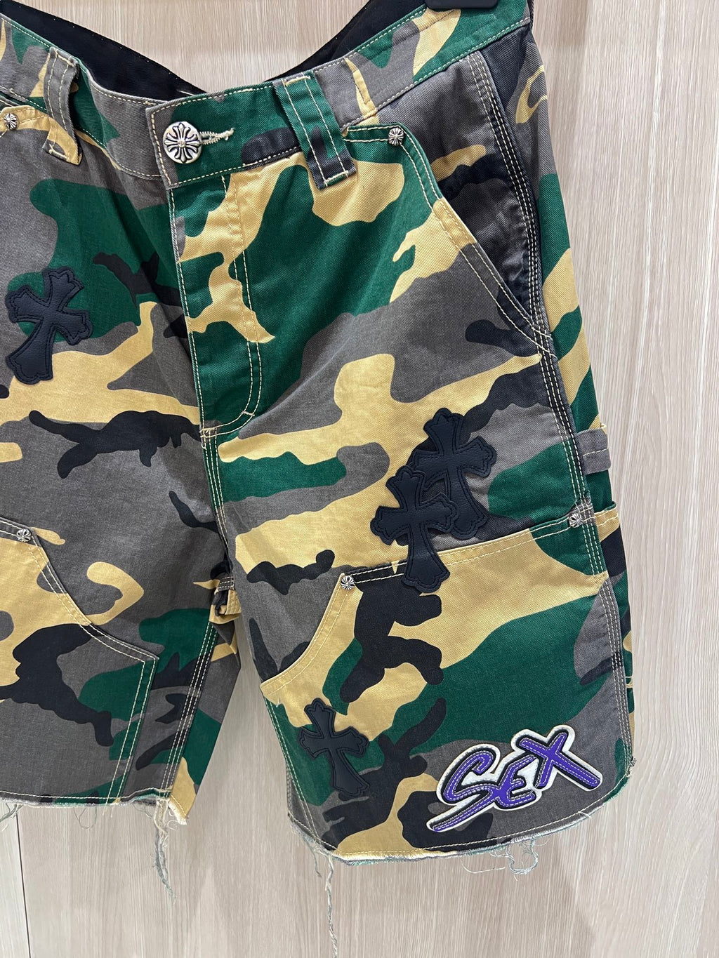 Black Cross Patch S*X Camo Shorts™
