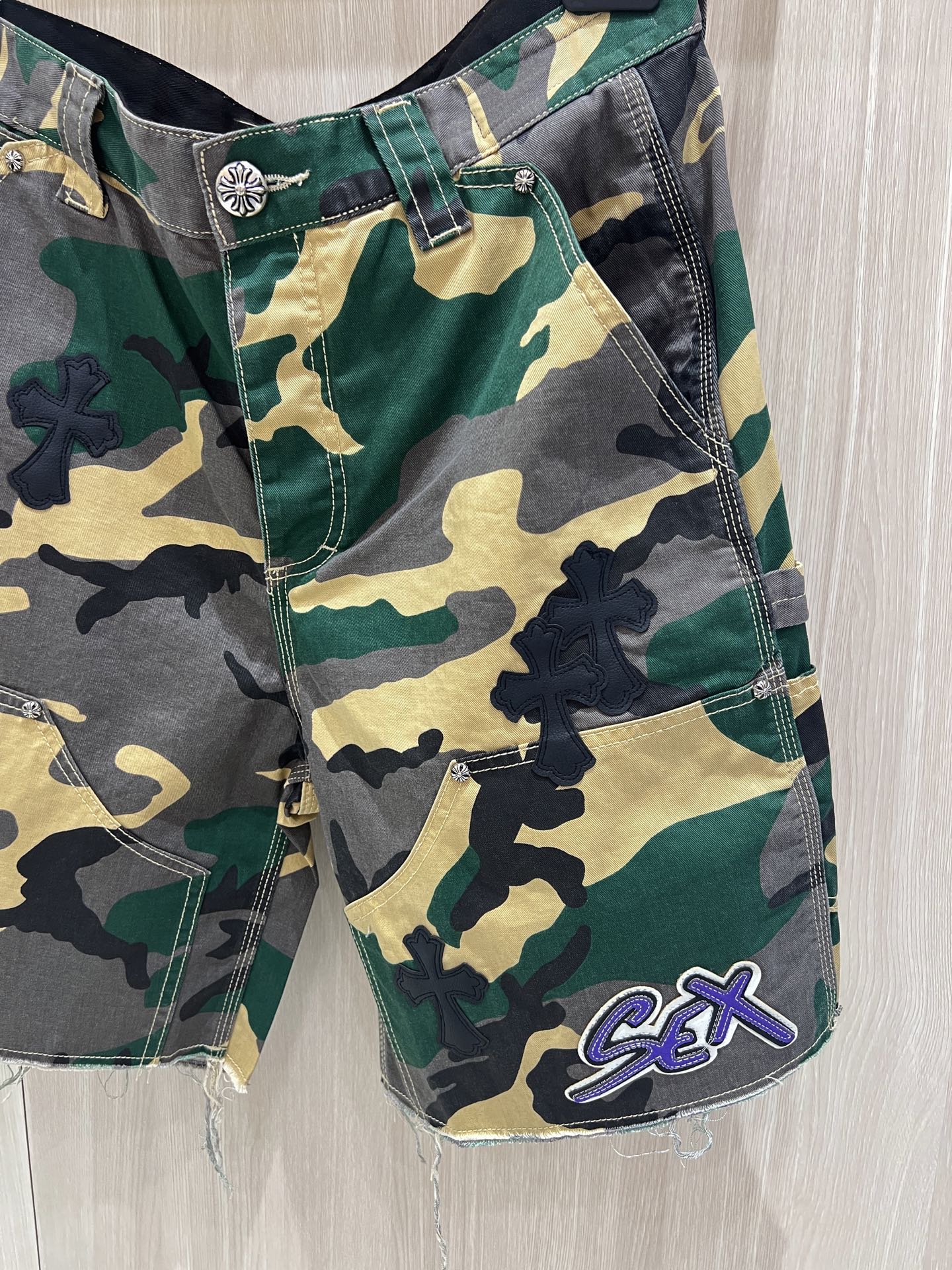 Black Cross Patch S*X Camo Shorts™