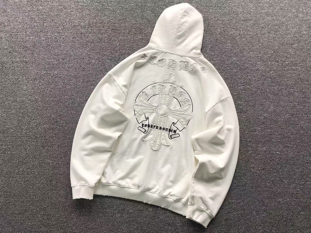 Cross & Horse Shoe Logo Torn Fabric Hoodie™