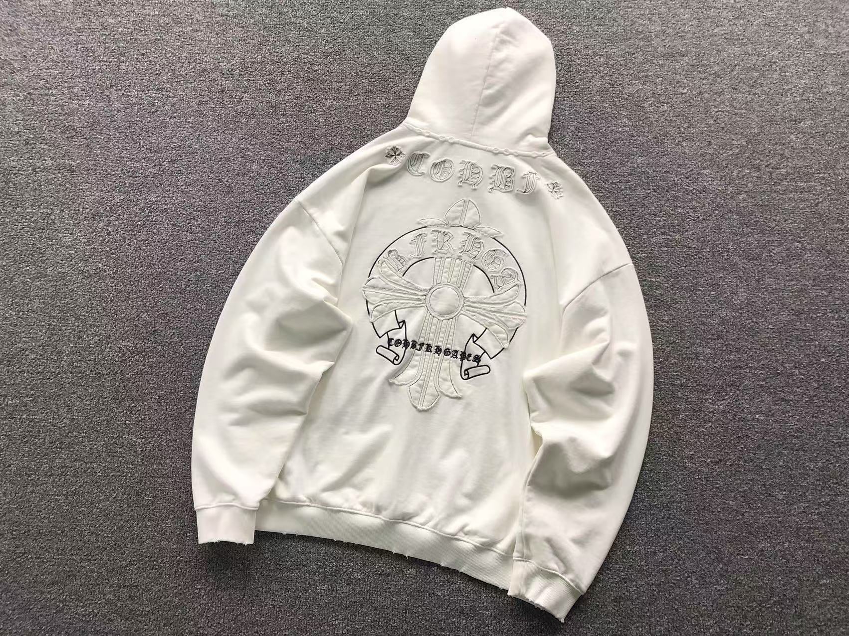 Cross & Horse Shoe Logo Torn Fabric Hoodie™
