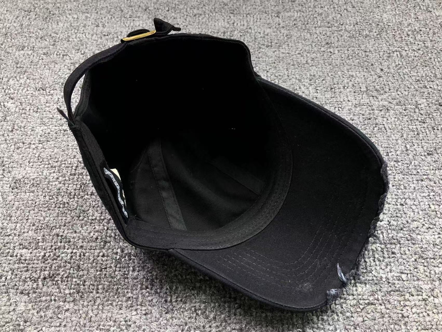 Triple Metallic & Leather Cross Torn Fabric Baseball Cap™