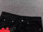 Black Red & Leopard Cross Patch Typography Logo Black Jeans™