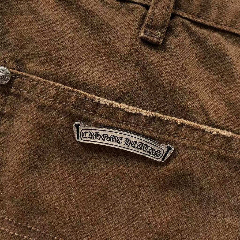 Black & Orange Cross Patch Brown Carpenter Pants™