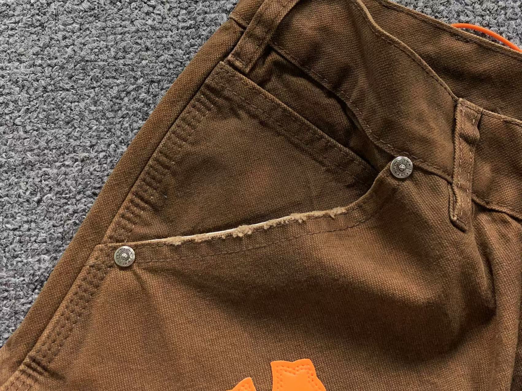 Black & Orange Cross Patch Brown Carpenter Pants™