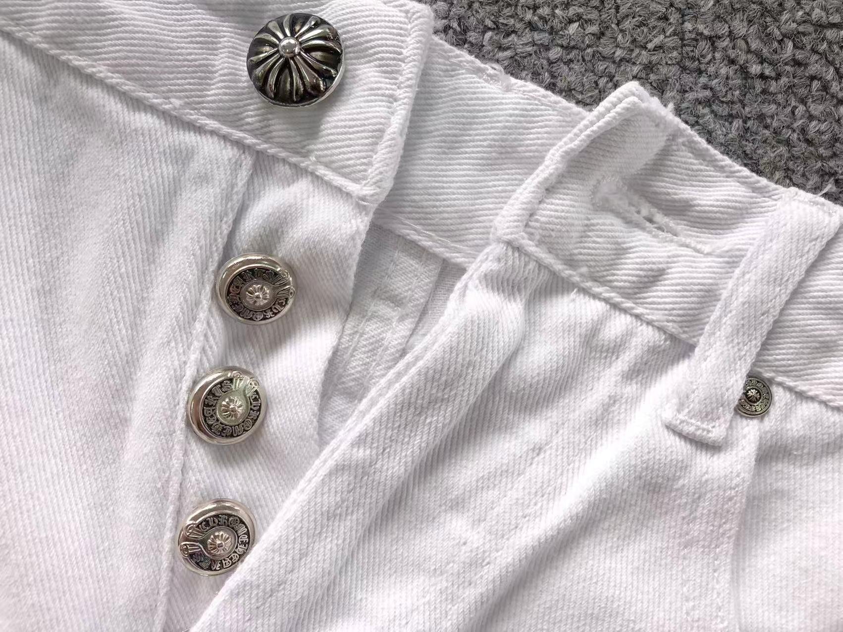 Red & Pink Cross Patch White Denim Jeans™