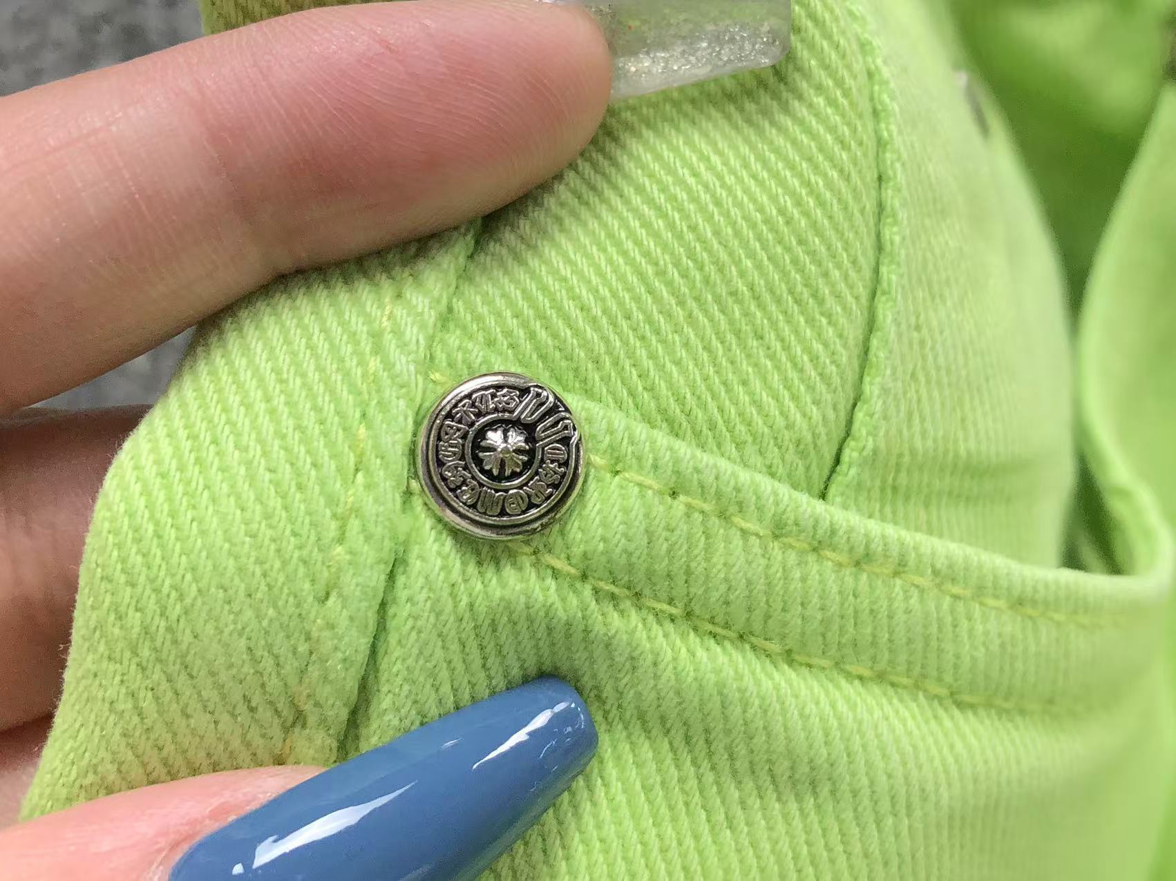 Green & Black Cross Patch Lime Green Jeans™