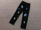 Blue & Light Blue Cross Patch Black Denim Jeans™