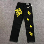 Yellow Cross Patch Black Denim Jeans™