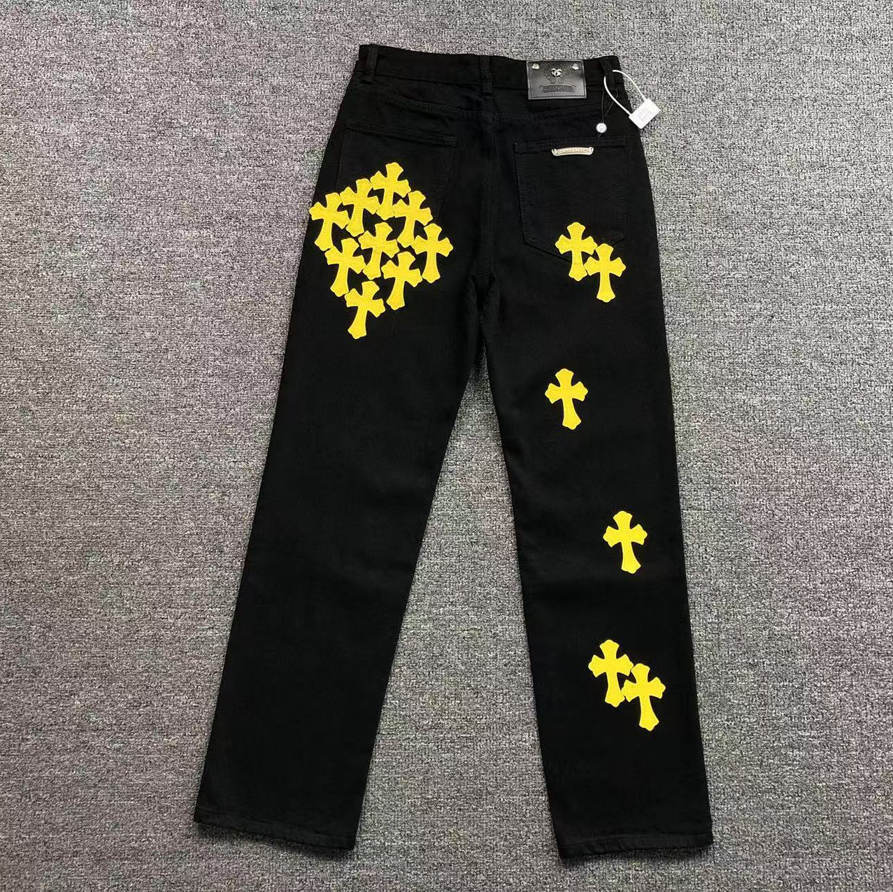 Yellow Cross Patch Black Denim Jeans™