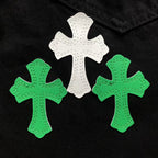 Green & White Cross Patch Black Denim Jeans™