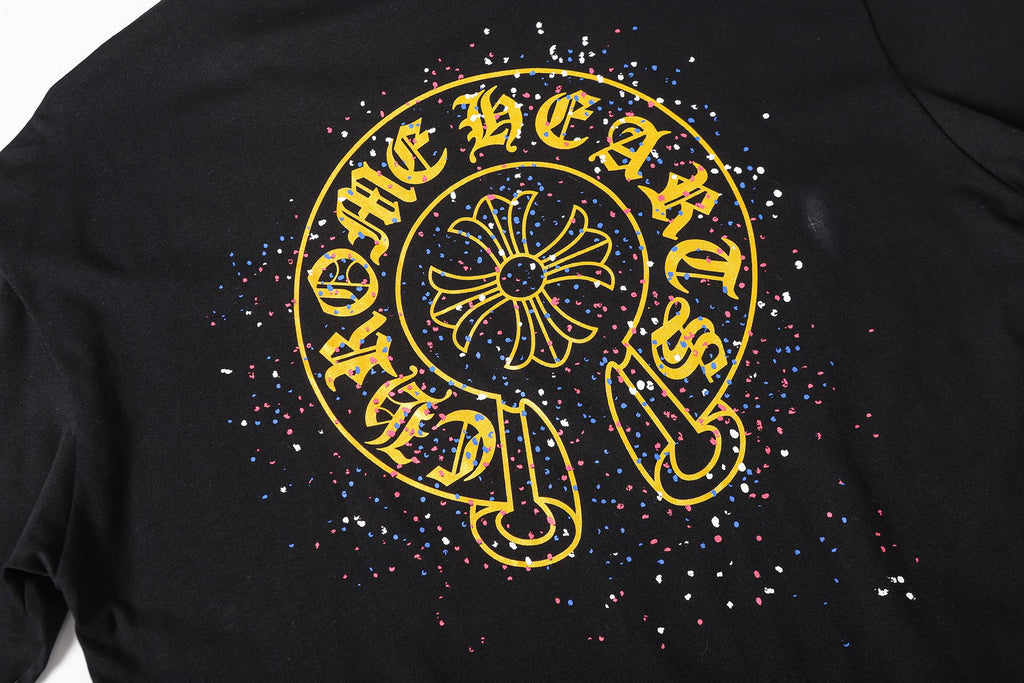 Paint Dots Yellow Horseshoe Black T-Shirt™