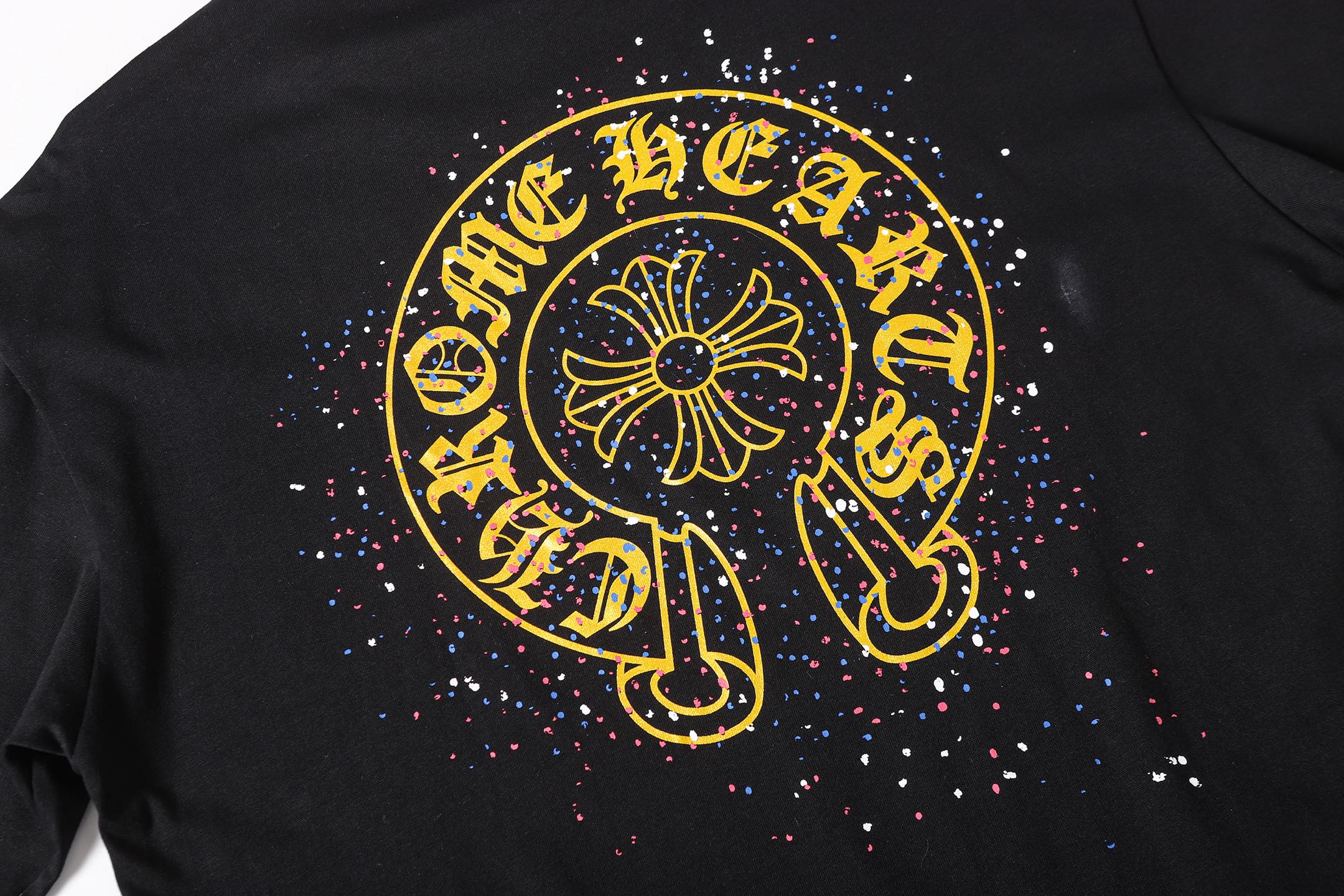 Paint Dots Yellow Horseshoe Black T-Shirt™