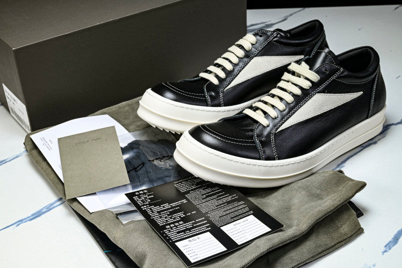 DRKSHDW Vintage Low Black Milk Leather Sneakers