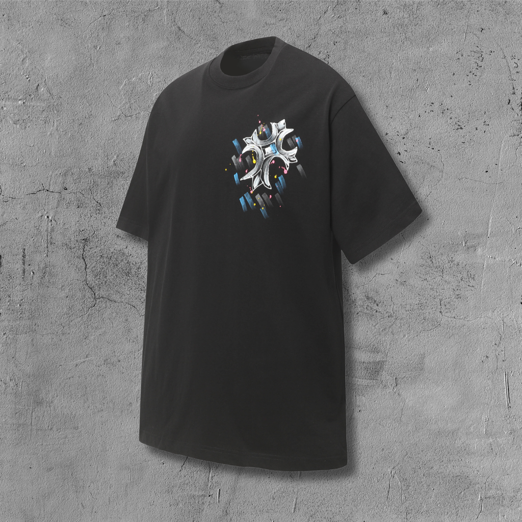 Brushstroke Cross Graphic Black T-Shirt™