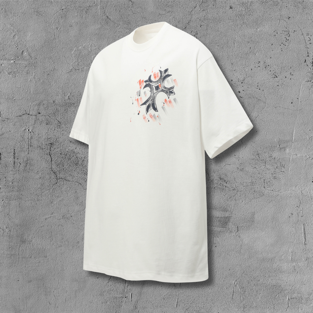Brushstroke Cross Graphic White T-Shirt™