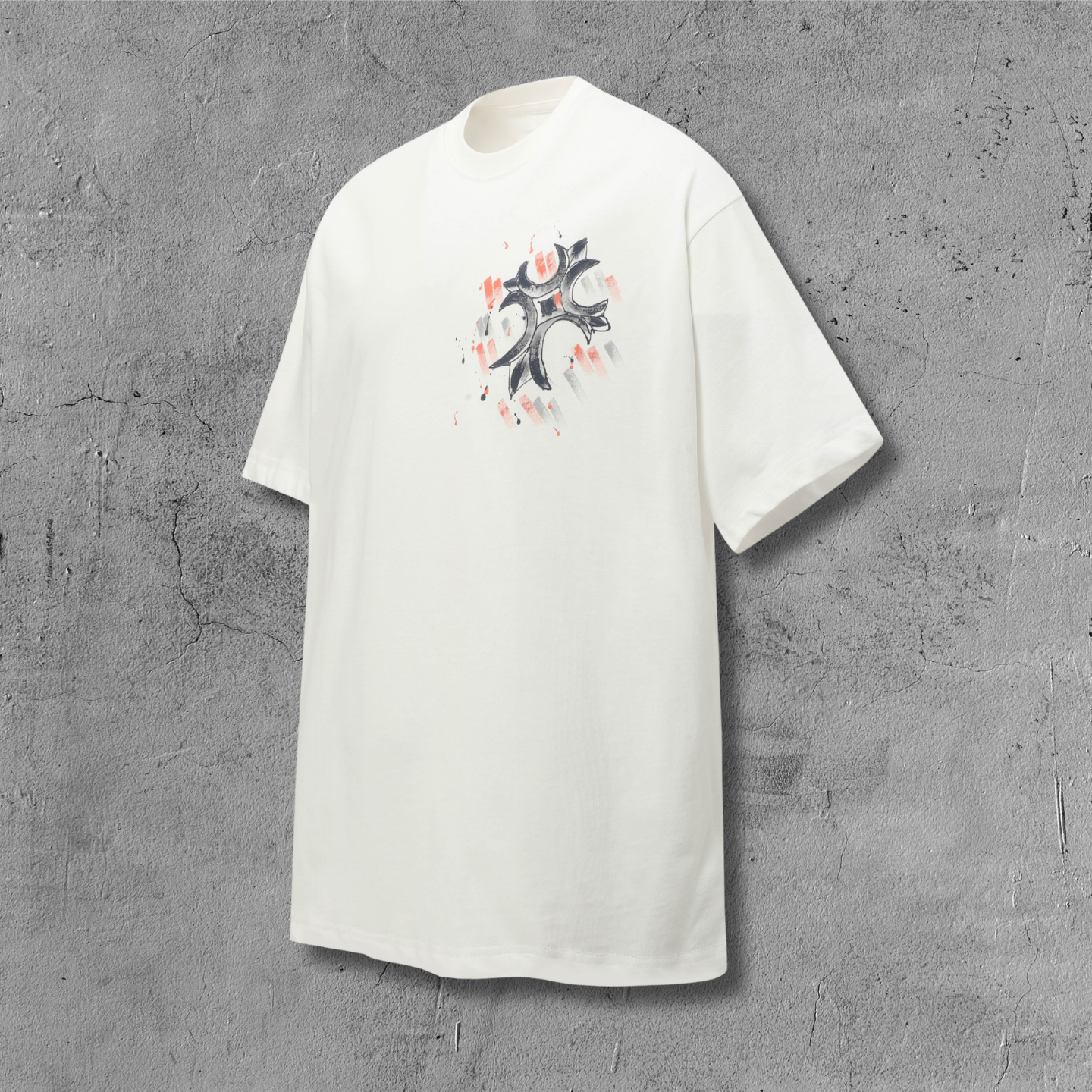 Brushstroke Cross Graphic White T-Shirt™
