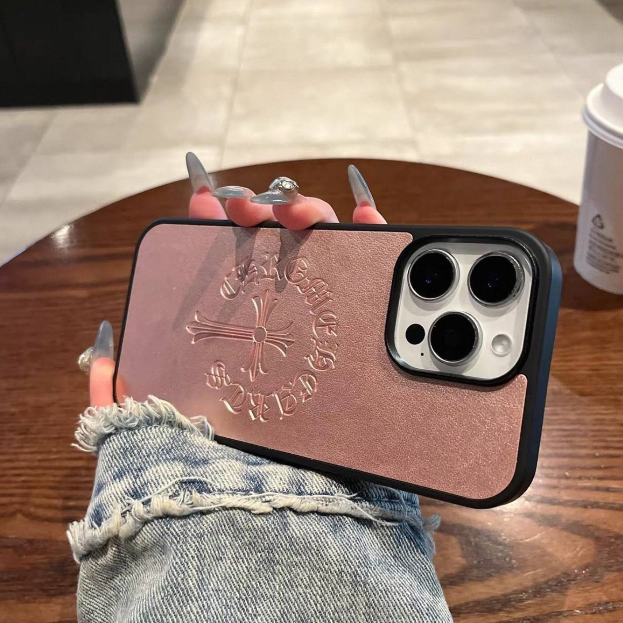 Engraved Cross Hard Leather Case™