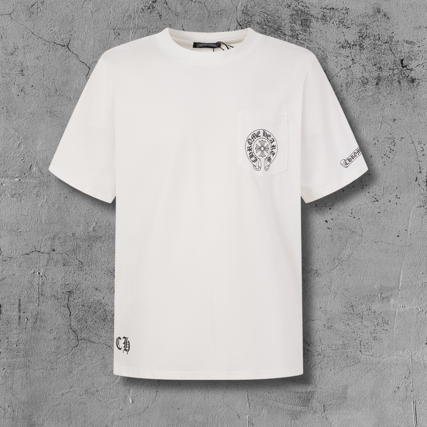 Black Horseshoe Ornate Cross White T-Shirt™