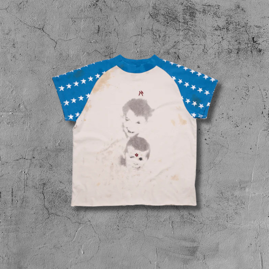 ER* Blue Star Sleeve White T-Shirt™