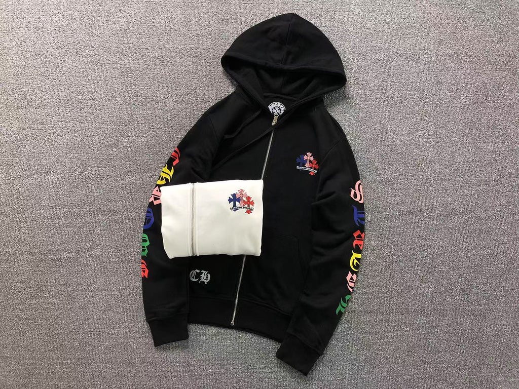 Stacked Multicolor Crosses Full Zip Hoodie™