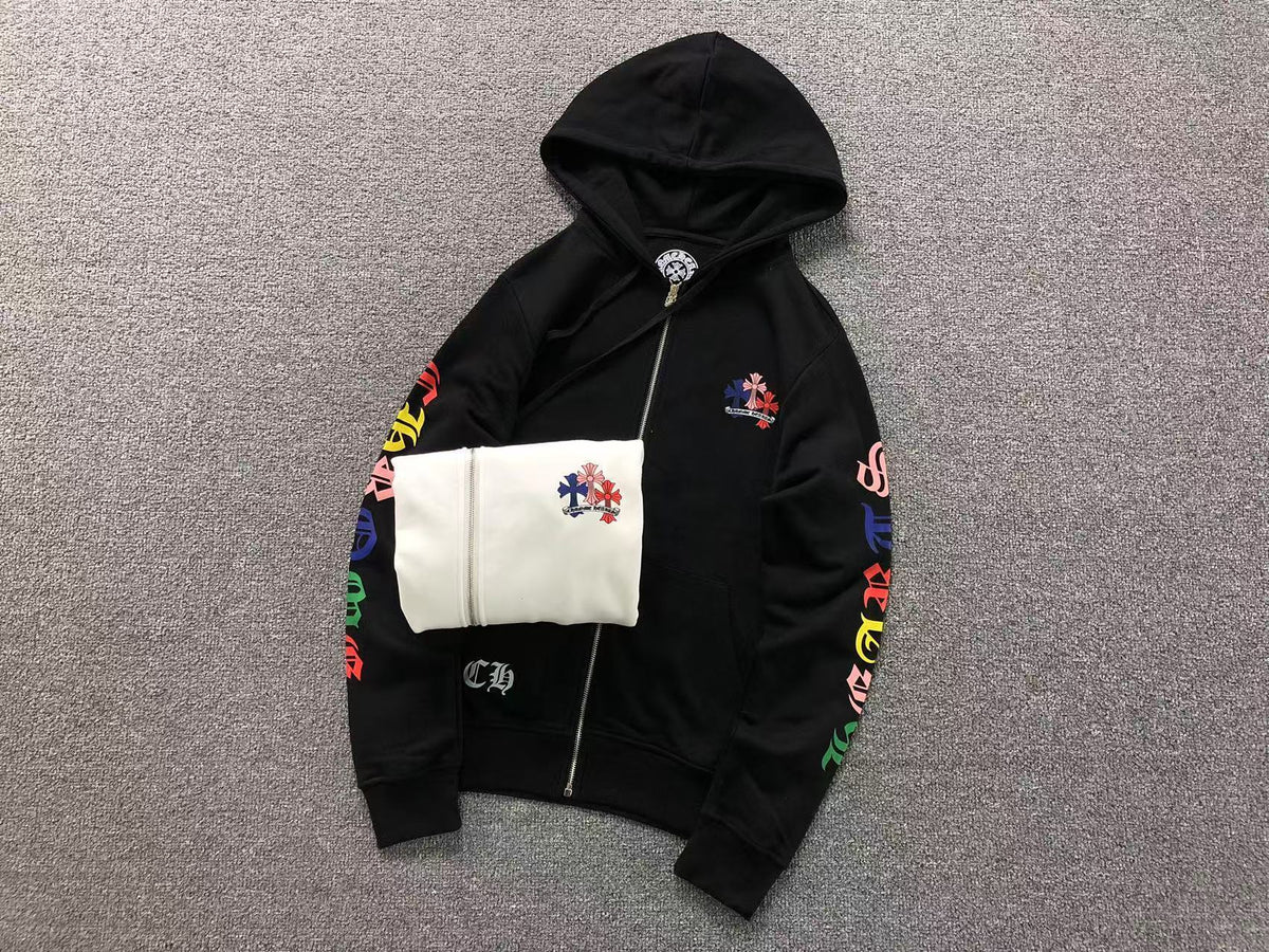 Stacked Multicolor Crosses Full Zip Hoodie™