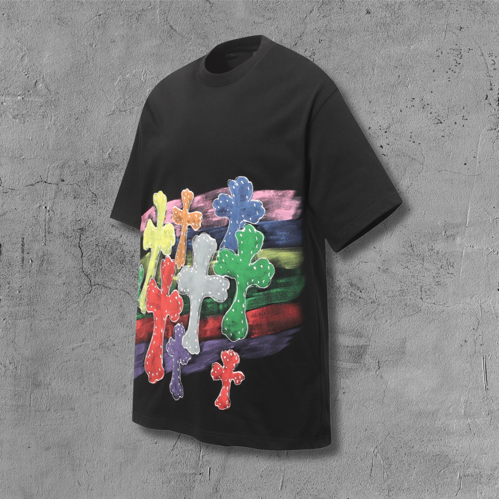 Painted Multicolor Cross Black T-Shirt™