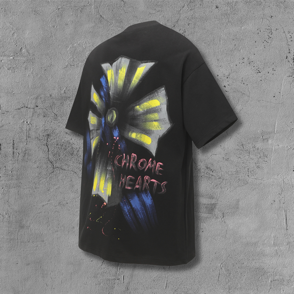 Blue Yellow Painted Cross Black T-Shirt™