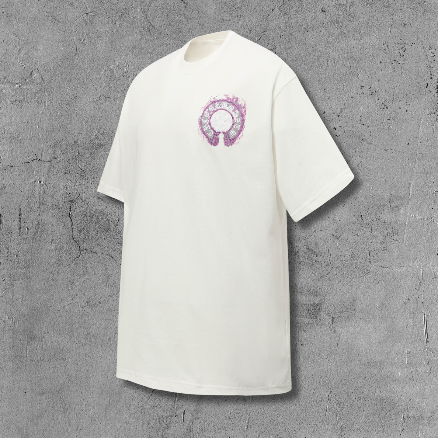 Pink Glow Embroidered Horseshoe White T-Shirt™