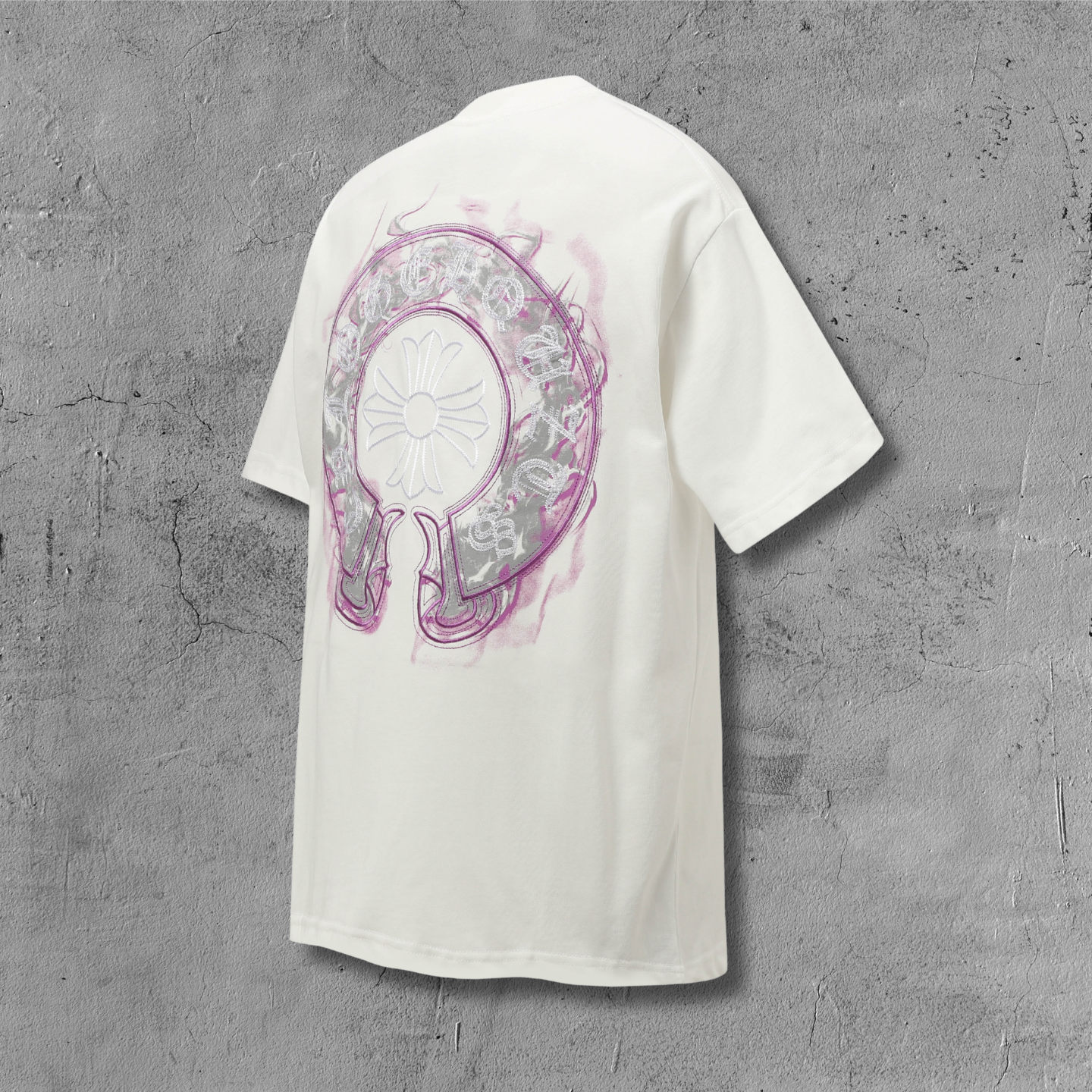 Pink Glow Embroidered Horseshoe White T-Shirt™