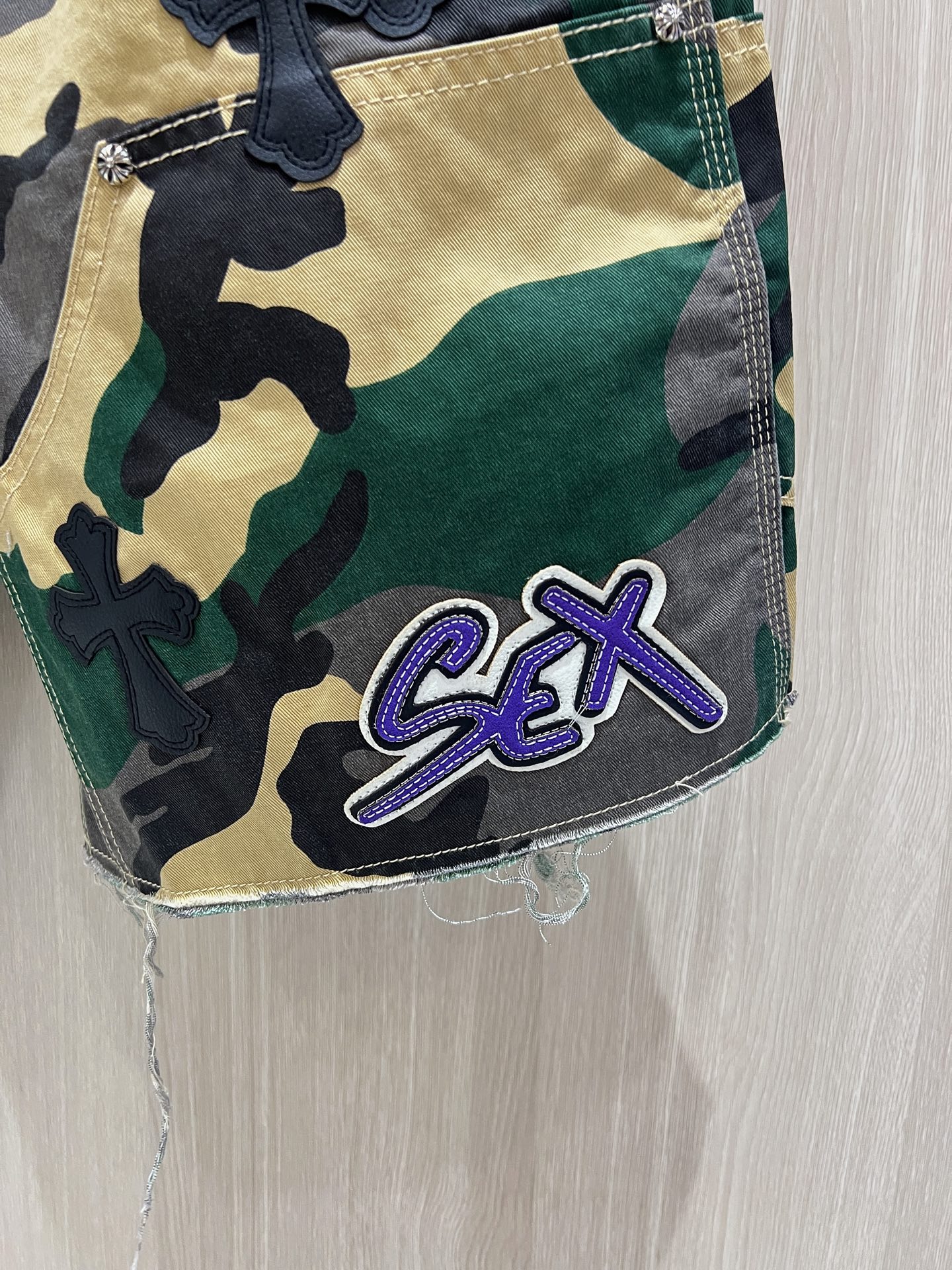 Black Cross Patch S*X Camo Shorts™