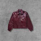 ER* Embroidered Graphic Burgundy Leather Jacket™