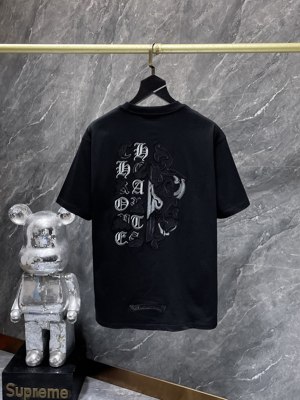 Monochrome Letter Patch Black T-Shirt™