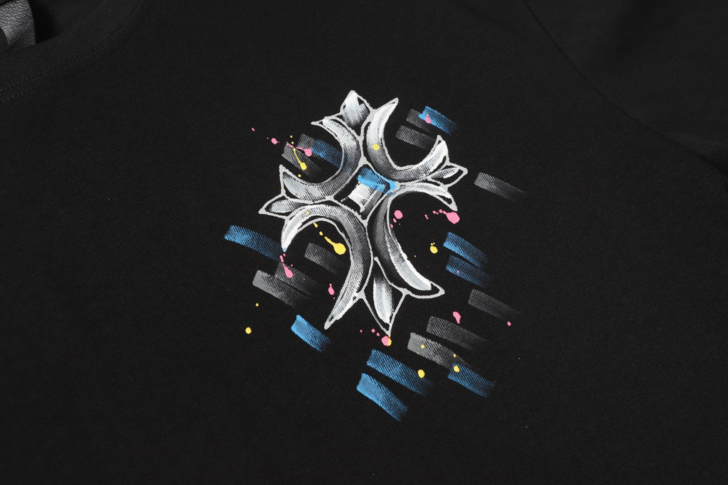 Brushstroke Cross Graphic Black T-Shirt™