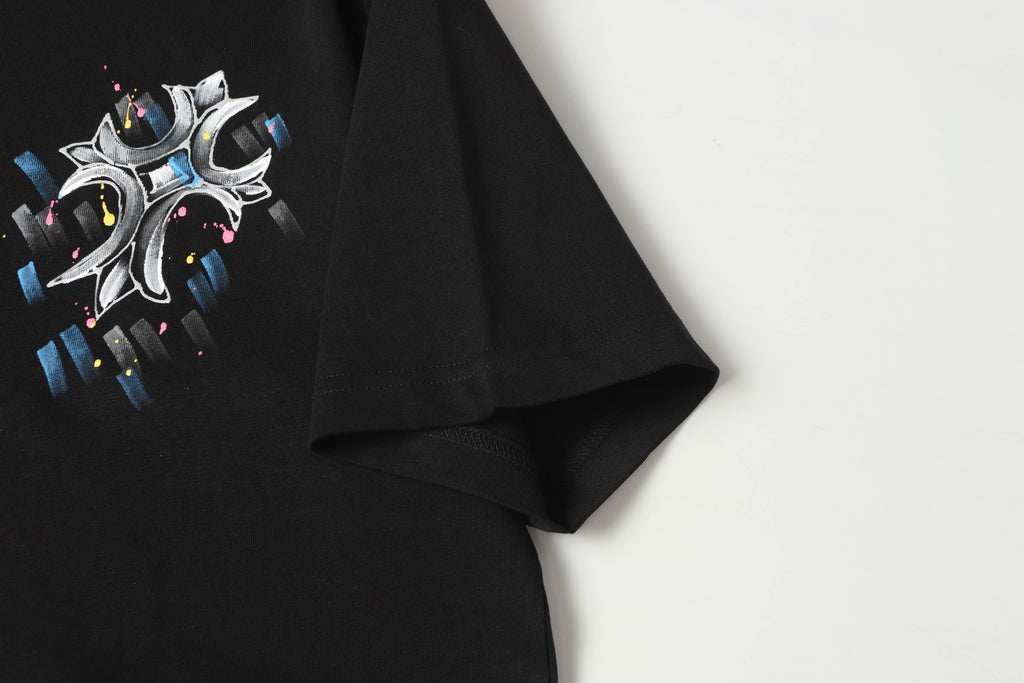 Brushstroke Cross Graphic Black T-Shirt™