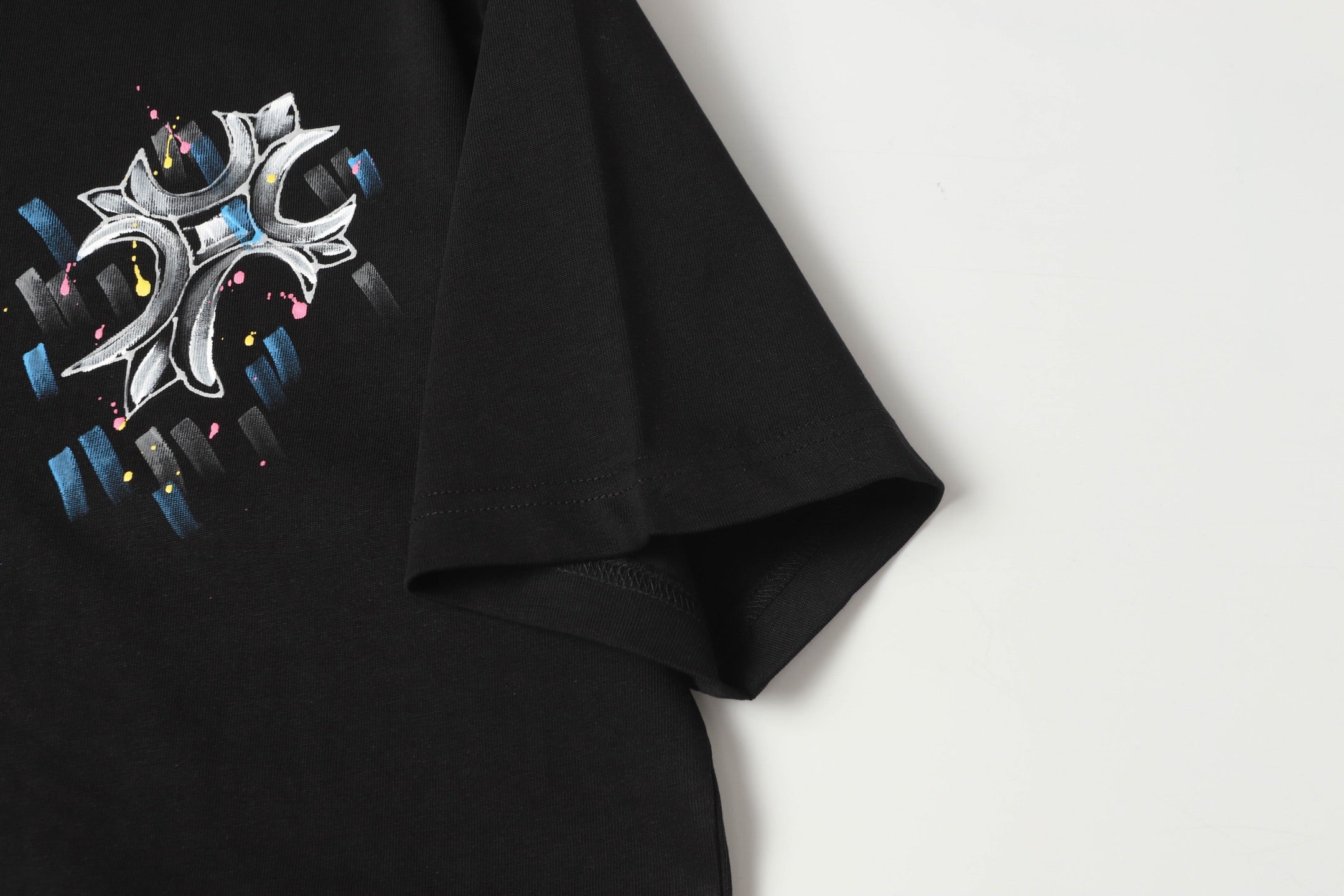 Brushstroke Cross Graphic Black T-Shirt™