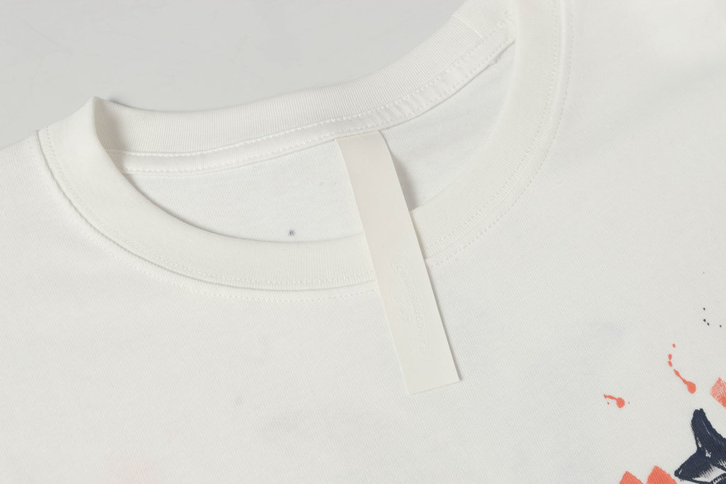 Brushstroke Cross Graphic White T-Shirt™