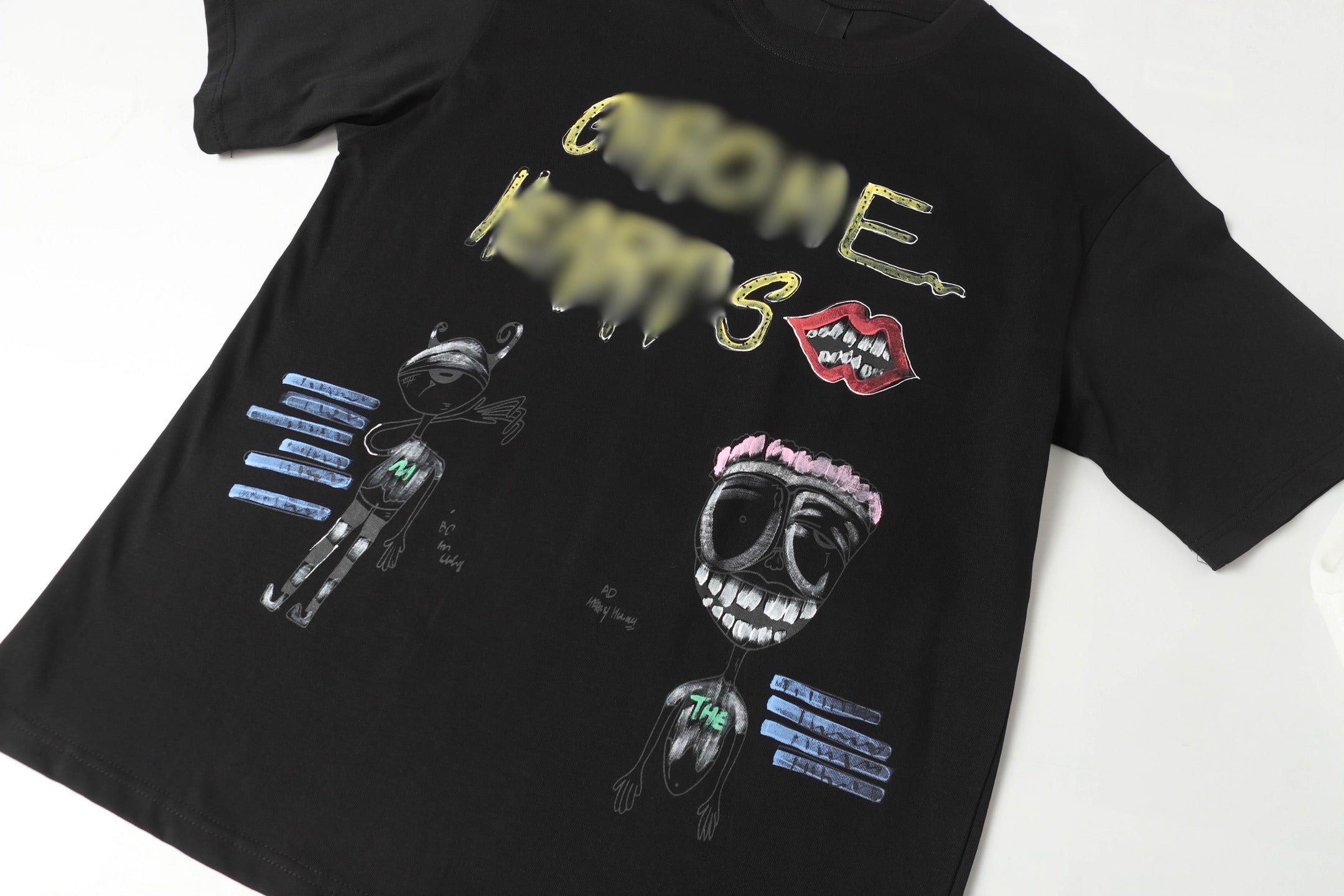 Cartoon Sketch Black T-Shirt™