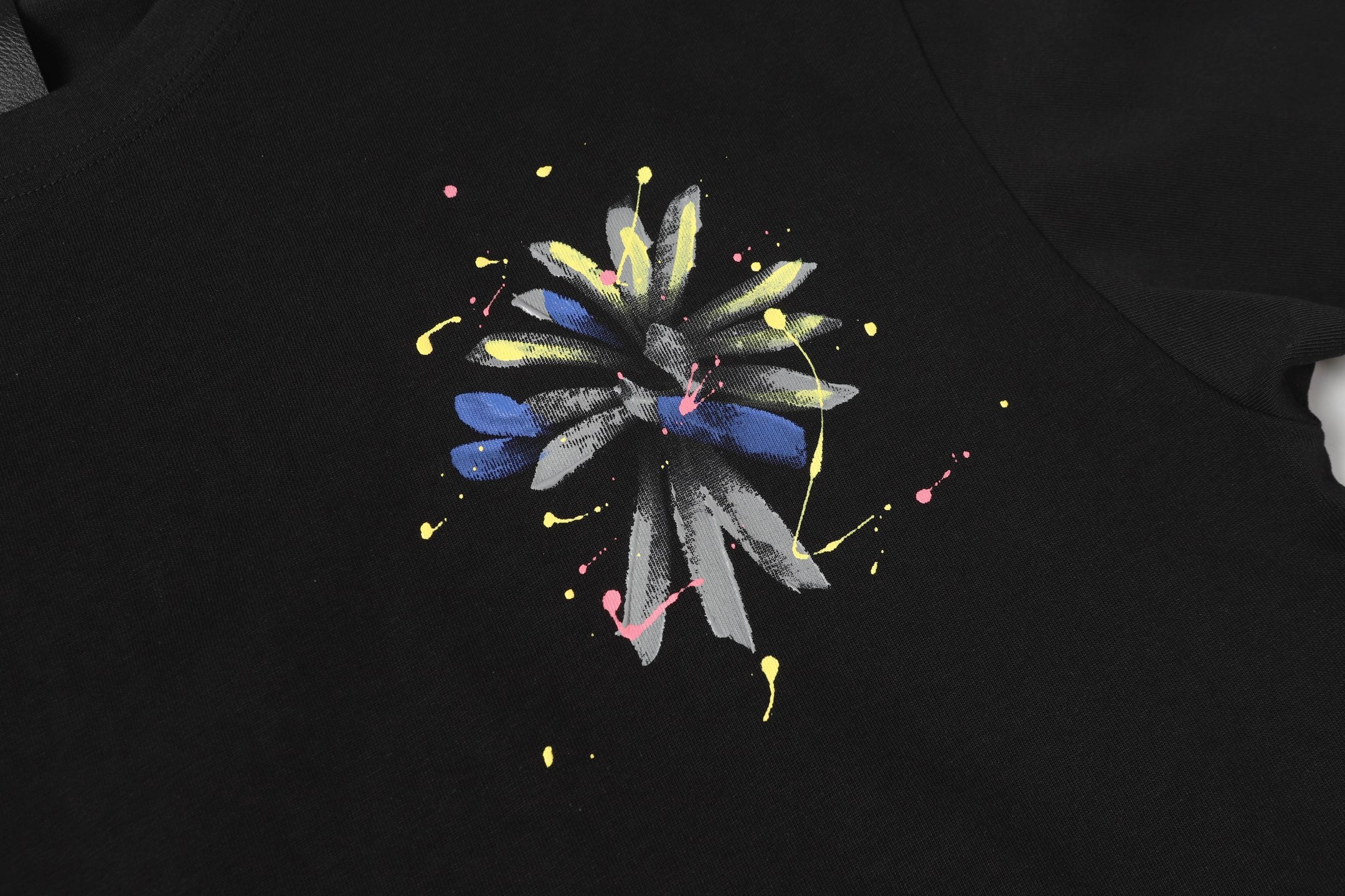 Blue Yellow Painted Cross Black T-Shirt™