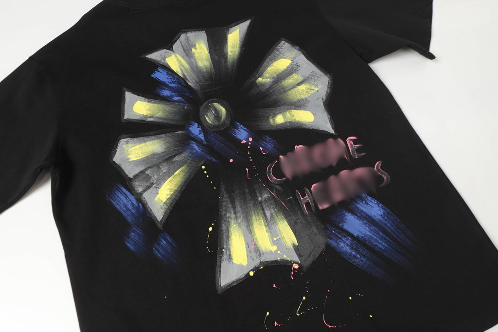 Blue Yellow Painted Cross Black T-Shirt™