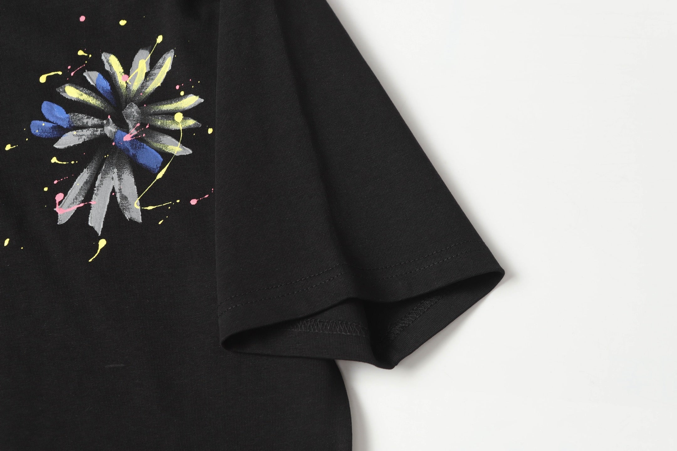 Blue Yellow Painted Cross Black T-Shirt™