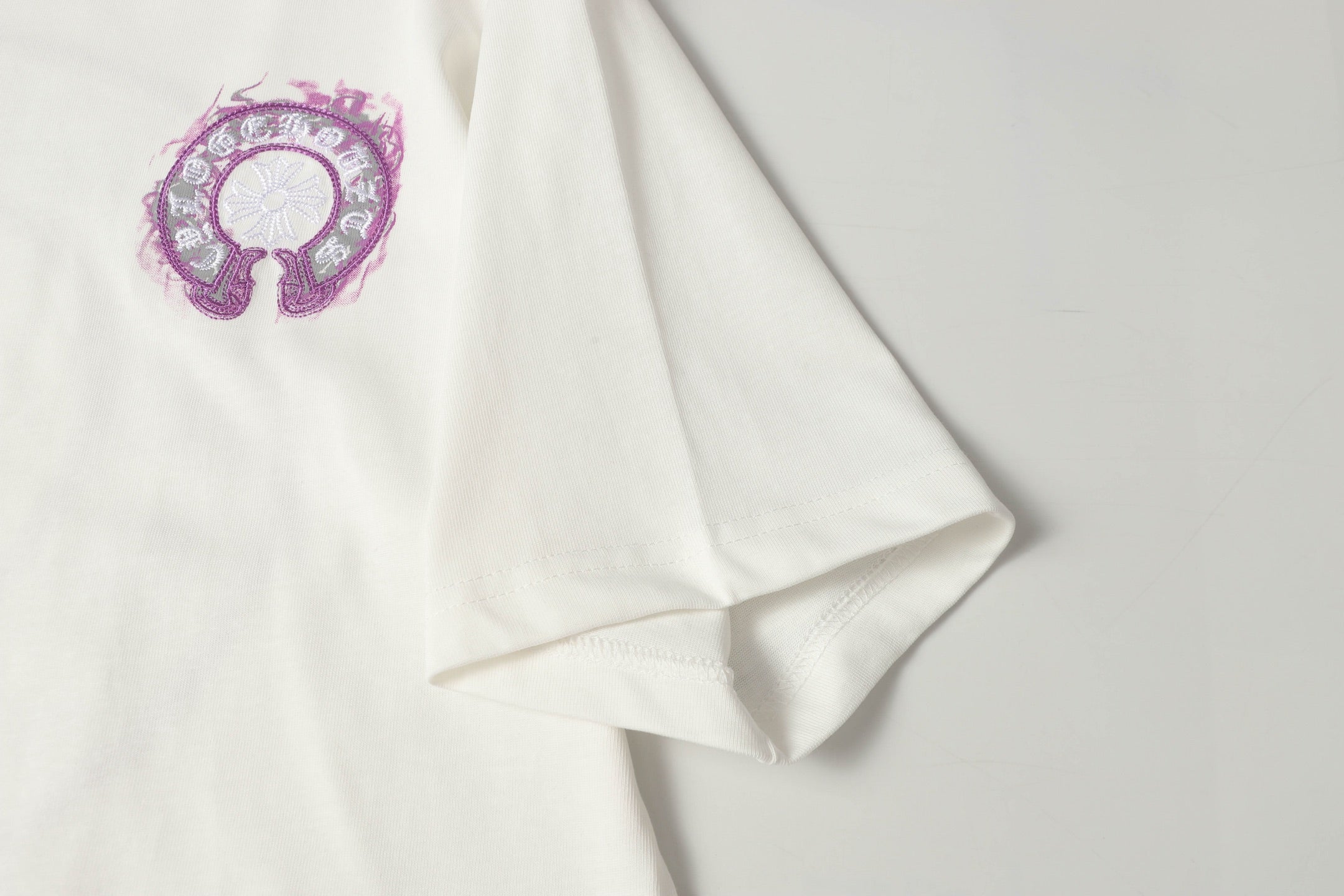 Pink Glow Embroidered Horseshoe White T-Shirt™