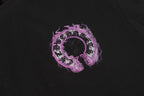 Pink Glow Embroidered Horseshoe Black T-Shirt™